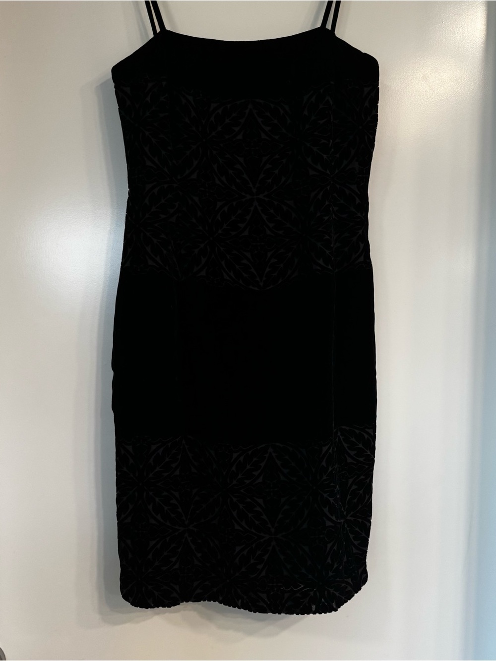 Vintage 90s Nine West Black Velvet Mini Dress with Spaghetti Straps